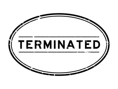 Grunge siyah kelime oval lastik mühür beyaz arka planda sona erdi