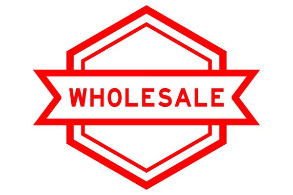 Vintage Rode Kleur Zeshoek Label Banner Met Woord Groothandel Witte — Stockvector