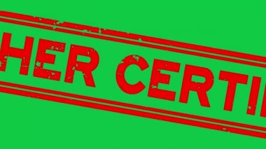 Grunge red kosher certified word square rubber seal stamp zoon out from green background