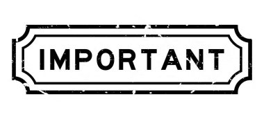 Grunge siyah önemli kelime beyaz arka planda lastik mühür