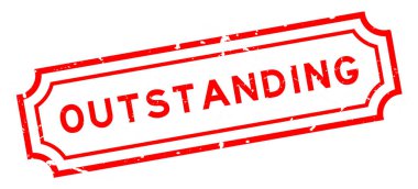 Grunge kırmızı göze çarpan kelime. Beyaz arka planda lastik mühür.