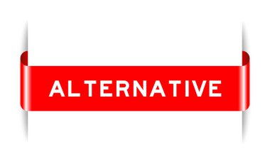 Beyaz arkaplanda kelime alternatifi olan kırmızı etiketli pankart