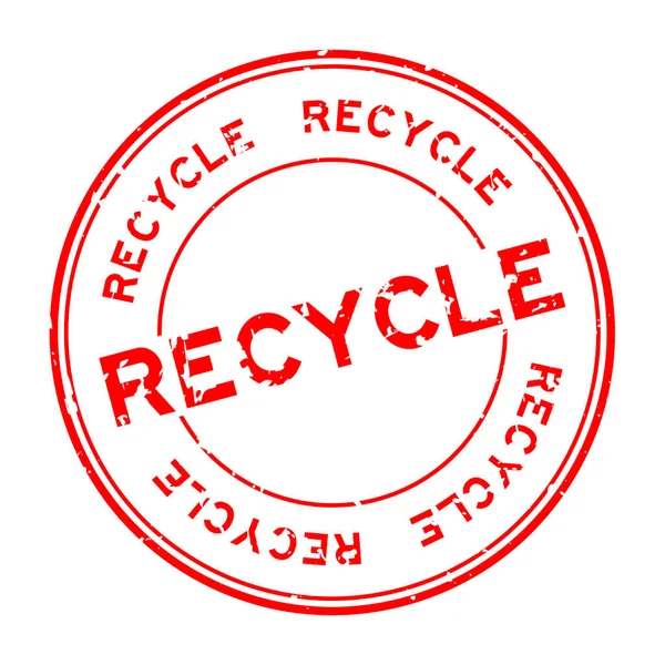 Grunge kırmızı geri dönüşüm sözcüğü beyaz arkaplanda lastik mühür damgası