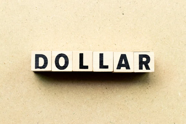 Alfabeto Letra Bloque Palabra Dólar Sobre Fondo Madera —  Fotos de Stock