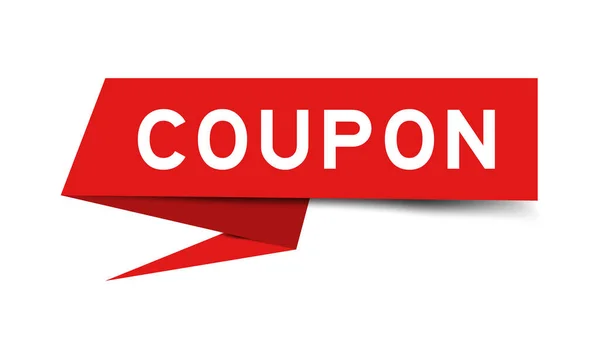 Red Color Paper Speech Banner Word Coupon White Background — 스톡 벡터