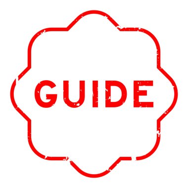 Grunge kırmızı rehber sözcük beyaz arka planda lastik mühür