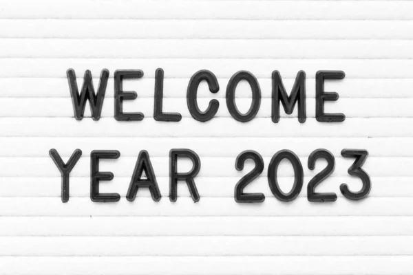 Black Color Letter Word Welcome Year 2023 White Felt Board — Stock Photo, Image