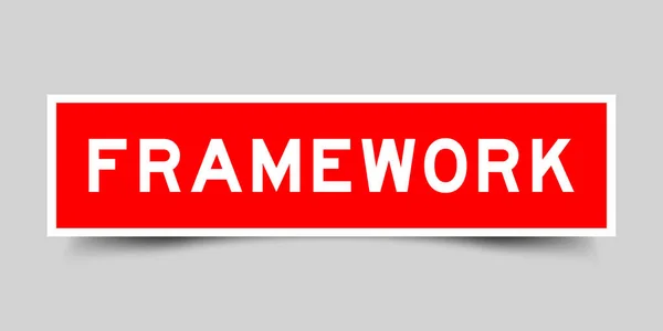 Sticker Label Word Framework Red Color Gray Background — ストックベクタ