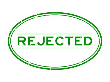 Grunge yeşil reddedilen kelime oval lastik mühür damgası beyaz arka plan üzerinde