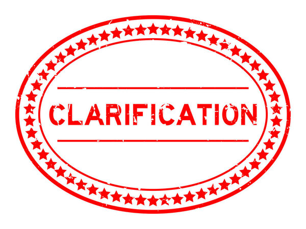 Grunge red clarification word oval rubber seal stamp on white background
