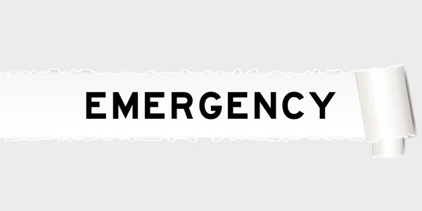 Ripped Gray Paper Background Have Word Emergency Torn Part — Image vectorielle