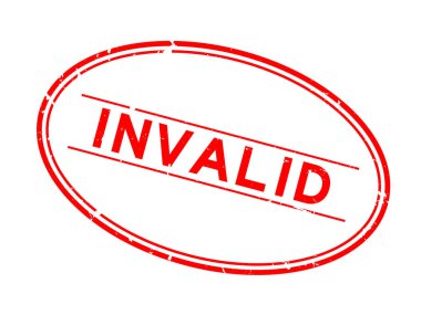 Grunge kırmızı geçersiz kelime oval lastik mühür damgası beyaz arka plan üzerinde