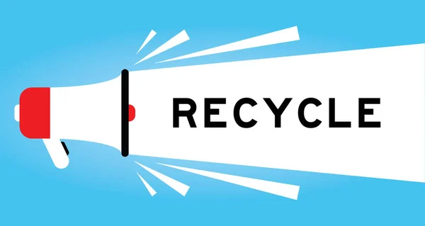 Color Megphone Icon Word Recycle White Banner Blue Background — ストックベクタ