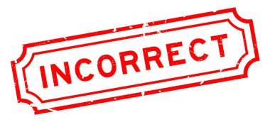 Grunge kırmızı yanlış kelime. Beyaz arkaplanda lastik mühür damgası.