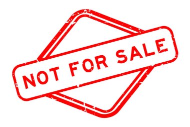 Grunge kırmızısı satılık değil. Beyaz arka planda lastik mühür damgası.