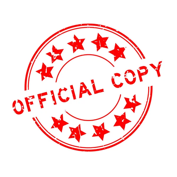 Grunge Rouge Copie Officielle Mot Avec Icône Étoile Rond Tampon — Image vectorielle