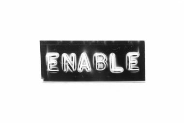 Beyaz kağıt arkaplan üzerinde kelime ile kabartmalı siyah renk pankartı