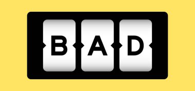 Sarı arkaplanlı slot pankartımızda siyah kelime olarak kötü