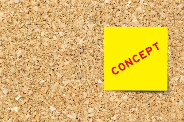 Yellow Note Paper Word Concept Cork Board Background Copy Space — Fotografia de Stock