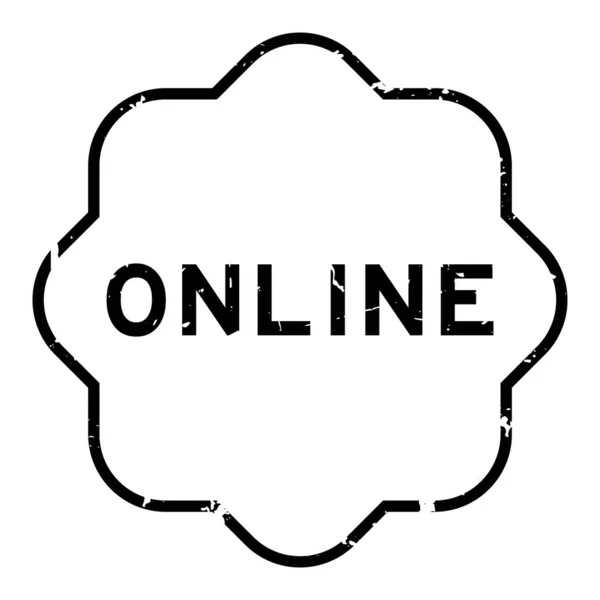 Grunge Black Online Word Rubber Seal Stamp White Ckground — Stock Vector