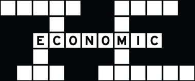 Alphabet letter in word economic on crossword puzzle background