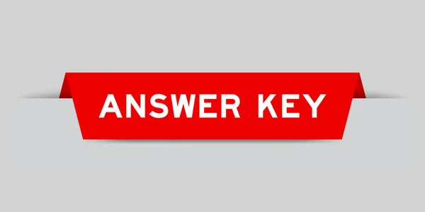Red Color Inserted Label Word Answer Key Gray Background — 스톡 벡터