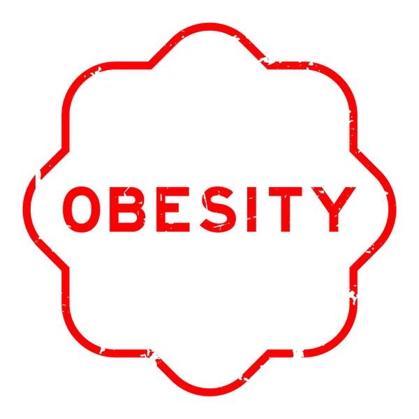 白地に光沢のある赤い肥満単語ゴムシールスタンプ — ストックベクタ