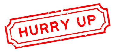 Grunge kırmızısı, acele et. Beyaz arka planda lastik mühür damgası.