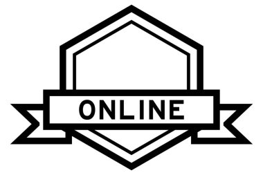 Beyaz arkaplanda kelime çevrimiçi siyah renk altıgen etiket pankartı