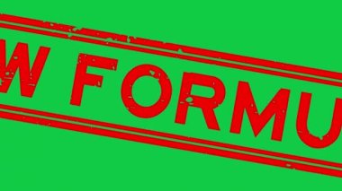 Grunge kırmızı yeni formül kelime kare kauçuk mühür Zoon yeşil arka plandan dışarı