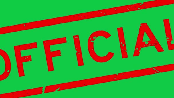 Grunge Červené Oficiální Slovo Guma Razítko Zoom Zeleném Pozadí — Stock video