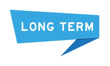 Beyaz arkaplanda uzun vadede mavi renkli konuşma pankartı