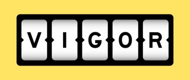 Sarı arkaplan ile slot pankartı üzerinde sözcük enerjisi siyah renk