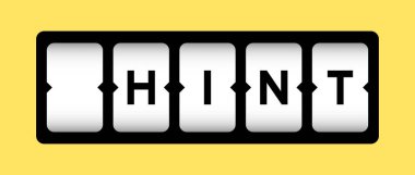 Sarı arkaplan ile slot pankartı üzerinde kelime ipucu siyah renk