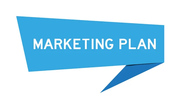 Banner Discurso Color Azul Con Plan Marketing Palabras Sobre Fondo — Vector de stock