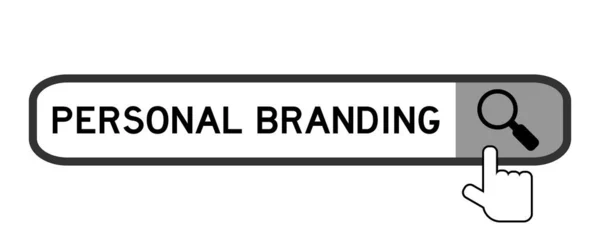 Suche Banner Wort Persönliches Branding Mit Hand Über Lupe Symbol — Stockvektor