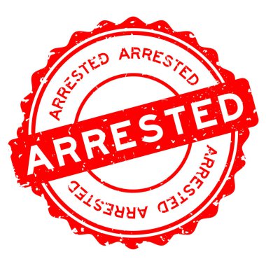 Grunge kırmızı kelime beyaz arka planda lastik mühür yuvarlak