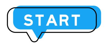 Konuşma pankartı ve mavi tonda kelimeler beyaz arkaplanda başlar