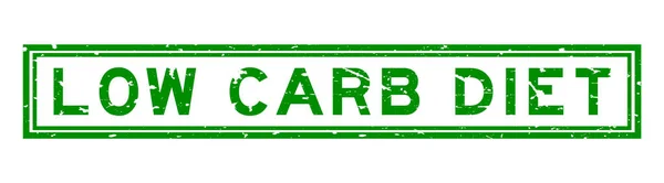 洁白底色的绿色低碳水化合物饮食字正方形橡胶印章 — 图库矢量图片