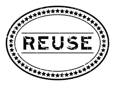 Grunge siyah kelime oval lastik mühür beyaz arka planda