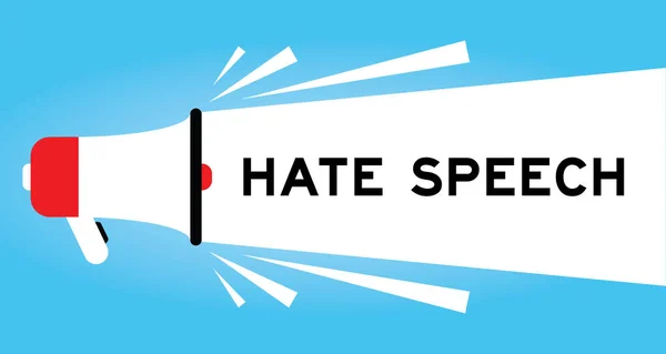 Színes Hangosbeszélő Ikon Szó Gyűlöletbeszéd Fehér Banner Kék Háttér — Stock Vector