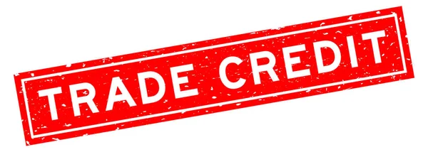 白の背景に光沢のある赤い貿易クレジットワード正方形のゴムシールスタンプ — ストックベクタ