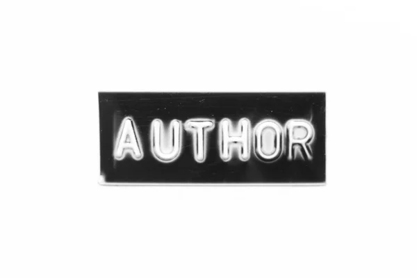 Black Color Banner Have Embossed Letter Word Author White Paper — Stock Photo, Image