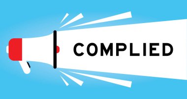 Mavi arkaplanda beyaz pankarta uygun kelime ile renk megafonu simgesi