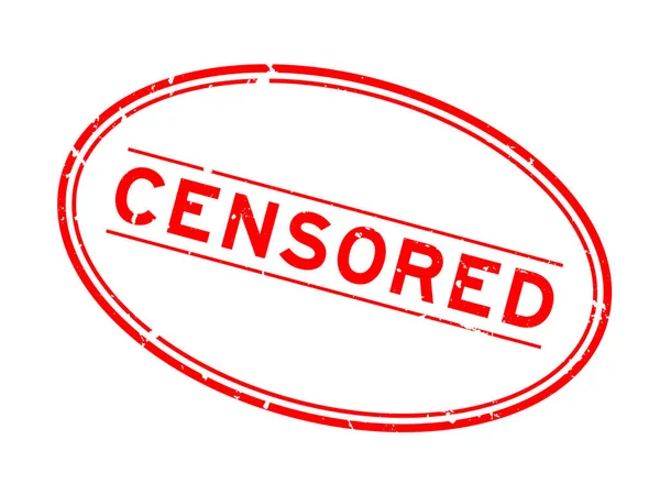 グランジ赤検閲単語楕円形ゴムシールスタンプ上の白の背景 — ストックベクタ