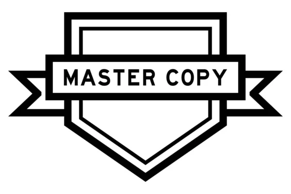 白の背景に単語マスターコピーとヴィンテージ黒の五角形のラベルバナー — ストックベクタ