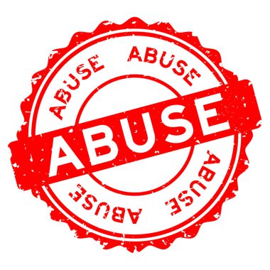 Grunge red abuse word round rubber seal stamp on white background