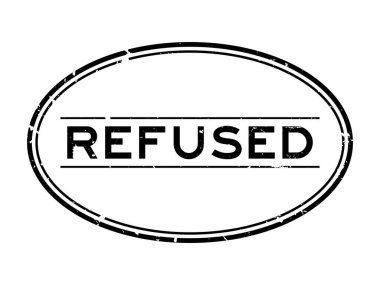 Grunge siyah beyaz arka planda kelime oval kauçuk mühür damgası reddetti