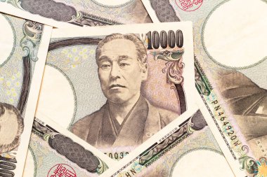 Japon banknotlarından oluşan bir grup. 10000 yen.