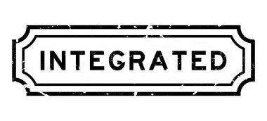 Grunge siyah kelime entegre beyaz arka planda lastik mühür damgası